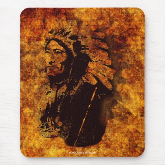 Tapis De Souris Sioux Chieftain Amérindien Cadeau Mousepad (Devant)
