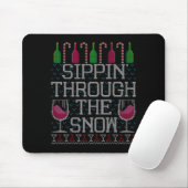 Tapis De Souris Sipn' Through The Snow Red Wine Ugly Christmas Swe (Avec souris)