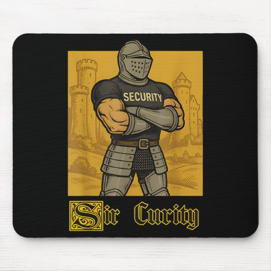 Tapis De Souris Sir Curity Funny Security Pun Knight Medieval Meme (Devant)