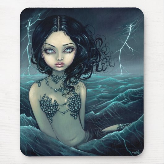 Tapis De Souris Sirène gothique Mousepad de tempête de mer (Devant)