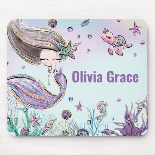 Tapis De Souris Sirène mûre sous la Parties scintillant mauve de m (Devant)