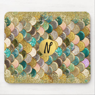 Tapis De Souris Sirène Océan Mer Écailles Glamour Chic Paillettes
