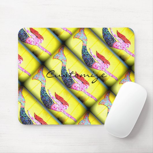 Tapis De Souris sirène rose plongée jaune (Avec souris)