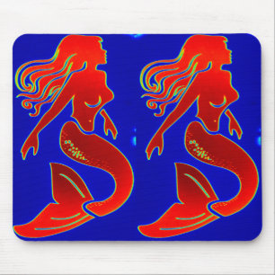 Tapis De Souris sirènes rouges sur mousepad bleu