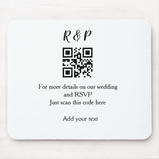 Tapis De Souris site web de mariage rsvp q r code ajouter nom text (Devant)