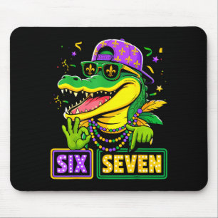 Tapis De Souris Six sept alligator 6 7 mardi gras 67 mème garçons
