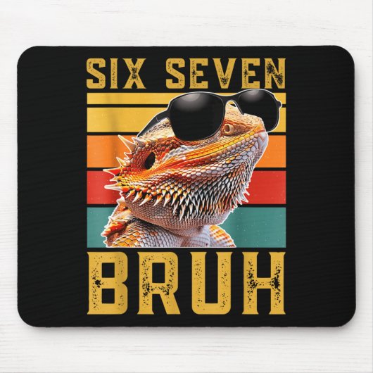 Tapis De Souris Six Seven 6 7 67 Meme Funny Bearded Dragon Design  (Devant)