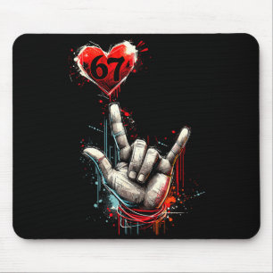 Tapis De Souris Six Seven 6 7 Je t'aime Signe de la main Asl Cœur