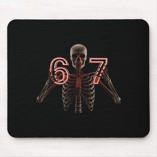 Tapis De Souris Six Seven 6 7 Meme Funny Skeleton Hands Sign Let's (Devant)
