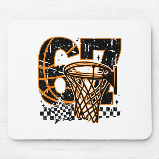 Tapis De Souris Six Seven Basketball, Funny 67 Basketball, Retro G (Devant)