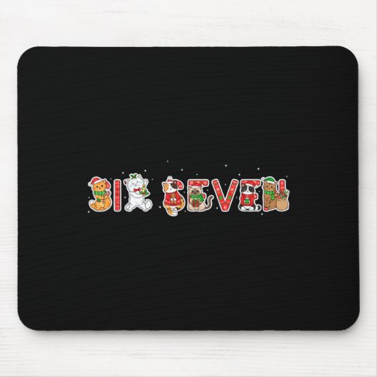 Tapis De Souris Six Seven Funny Christmas Cats Ugly Sweater 67 Mem (Devant)