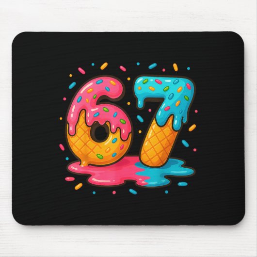 Tapis De Souris Six Seven Ice Cream Drip Cool Meme 67 Funny Number (Devant)