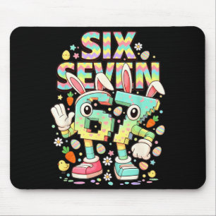 Tapis De Souris Six seven meme 67 brainrot drôle de lapin de Pâque