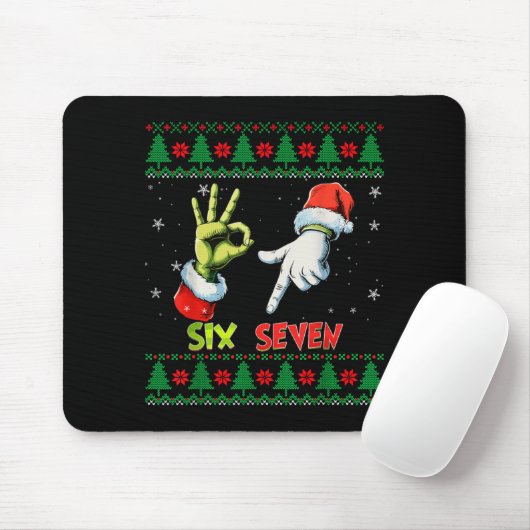 Tapis De Souris Six Seven Skeleton Meme Christmas Ugly Sweater 67 (Avec souris)