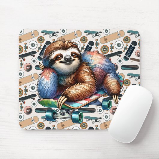 Tapis De Souris Skateboard Sloth Mousepad (Avec souris)