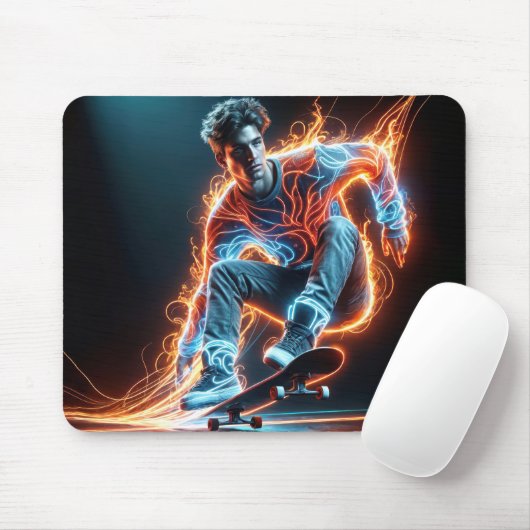 Tapis De Souris Skateboardeur néon (Avec souris)