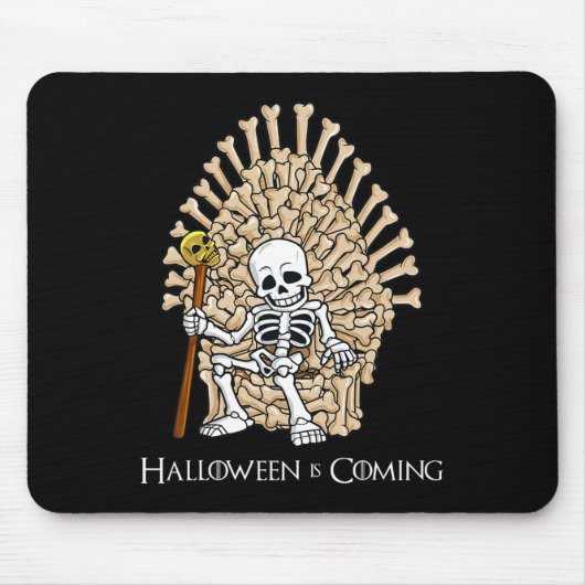 Tapis De Souris Skeleton Bones Throne Fun Halloween Garçons Filles (Devant)