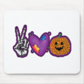 Tapis De Souris Skeleton Citrouille Peace Love Halloween (Devant)
