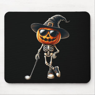 Tapis De Souris Skeleton Golf Citrouille Golfing Halloween Cos
