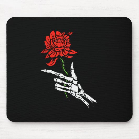 Tapis De Souris Skeleton Hand Holding A Red Rose (Devant)