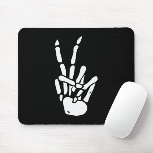 Tapis De Souris Skeleton Hand Peace Sign Bone (Avec souris)