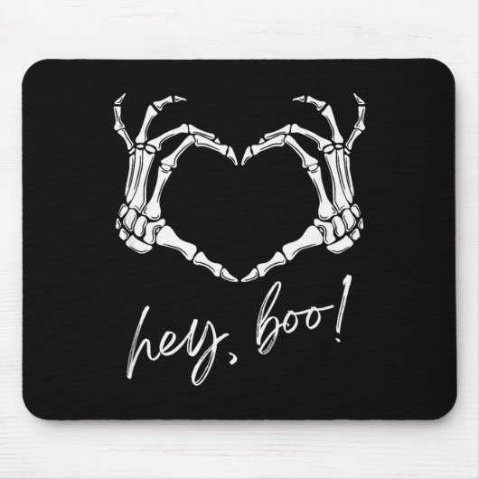 Tapis De Souris Skeleton Hands Heart Hey Boo Funny Halloween Men W (Devant)