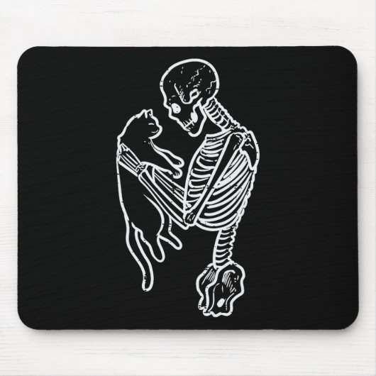 Tapis De Souris Skeleton Holding Chat Drôle Costume Halloween Homm (Devant)