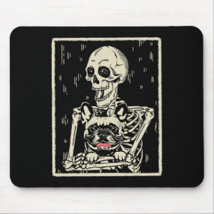 Tapis De Souris Skeleton Hugs French Bulldog Halloween Amoureux de