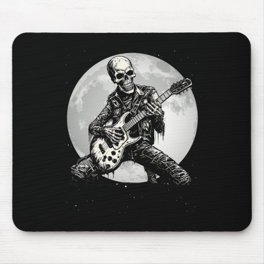 Tapis De Souris Skeleton Jouer Guitare Punk Rock Musique Halloween (Devant)