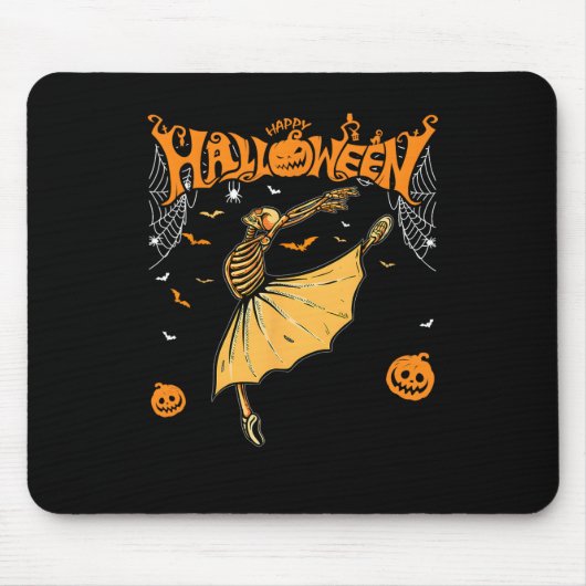 Tapis De Souris Skeleton Llerinas Llet Dance mignonne Halloween Co (Devant)