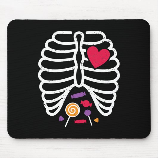 Tapis De Souris Skeleton Rib Cage Funny Halloween Garçons Filles (Devant)
