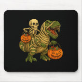 Tapis De Souris Skeleton Riding Mummy Dinosaur T Rex Halloween Fun (Devant)