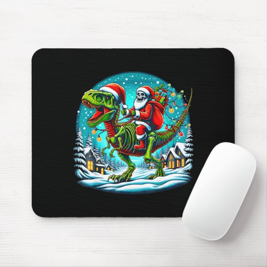 Tapis De Souris Skeleton Santa Riding T Rex Dinosaur Funny Christm (Avec souris)