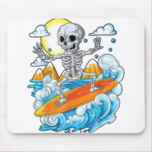 Tapis De Souris Skeleton Surf Halloween Hawaii Hawaii Hommes Hawai