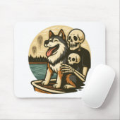 Tapis De Souris Skeleton with Dog on Haunted Lake Horror Art (Avec souris)