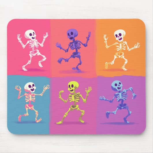 Tapis De Souris Skeletons de danse disco colorés - Mousepad (Devant)