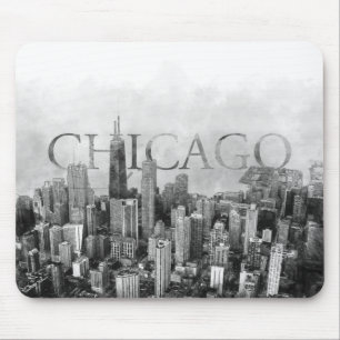 Tapis De Souris Sketch de Chicago Skyline