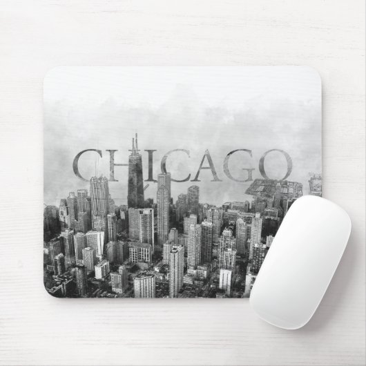 Tapis De Souris Sketch Skyline de Chicago (Avec souris)