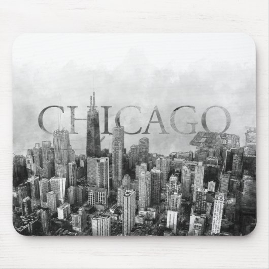 Tapis De Souris Sketch Skyline de Chicago (Devant)