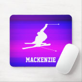 Tapis De Souris Ski de neige ; Violet bleu vif et Magenta (Avec souris)