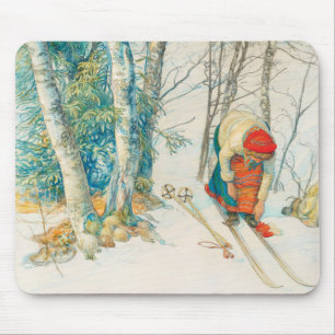 Tapis De Souris Ski d'hiver par Carl Larsson