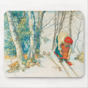 Tapis De Souris Ski d'hiver par Carl Larsson