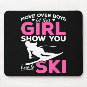 Tapis De Souris Ski Girl Déplace Les Garçons Laissez Cette Fille V