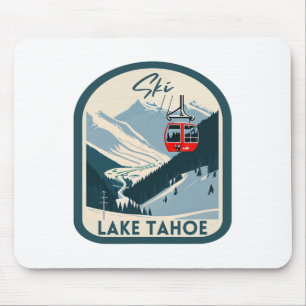 Tapis De Souris Ski Lake Tahoe Retro Style Vintage Lake Tahoe Ski