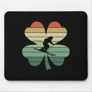 Tapis De Souris Ski rétro Shamrock St Patricks jour femmes hommes