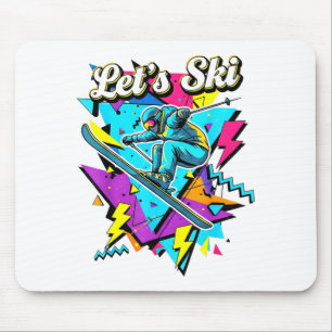 Tapis De Souris Ski rétro vintage années 80 90 sports de ski desig