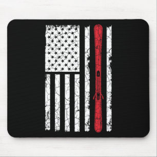 Tapis De Souris Ski Ski Skiier drapeau américain Skiing Usa Cadeau
