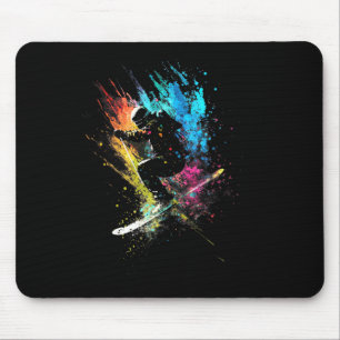 Tapis De Souris Skiateur Splash Art Ski Freestyle Ski Retro Ski