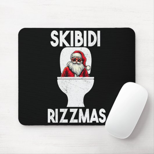 Tapis De Souris Skibidi Rizzmas Funny Toilet Santa Claus Christmas (Avec souris)