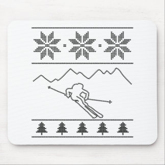 Tapis De Souris Skier - motif tricot - Noël - montagnes